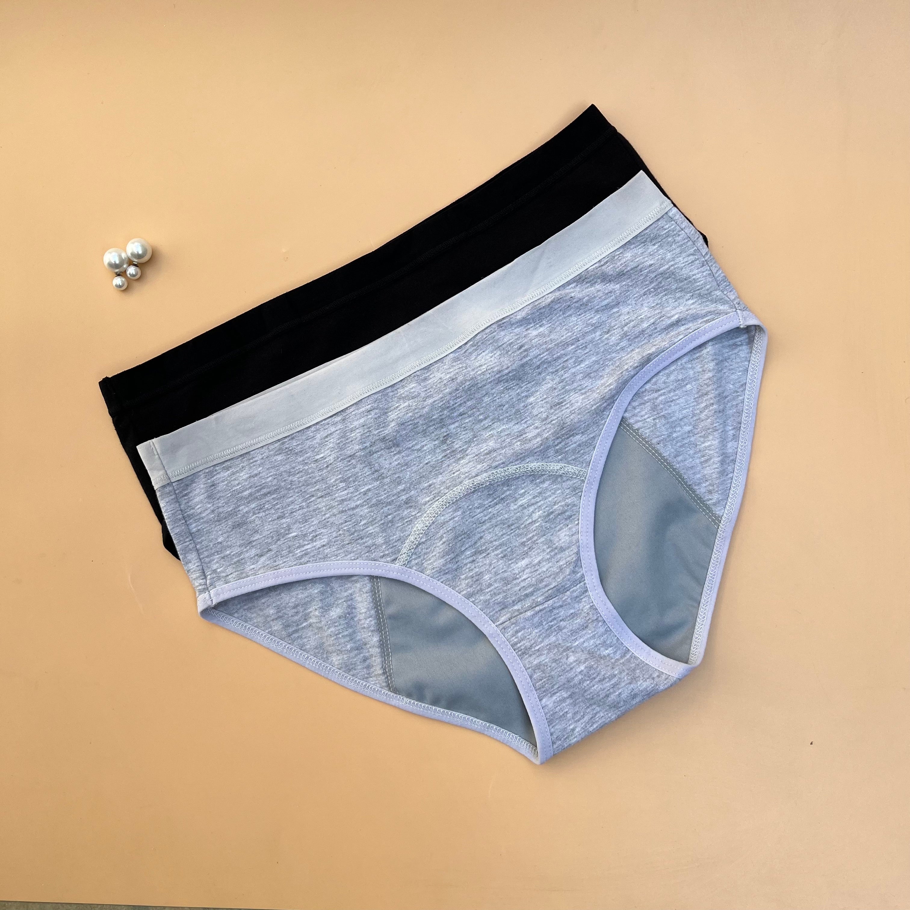 PACK OF 2 LOSHA SUPER SOFT COTTON MID-WAIST PERIOD PANTIES - ASSORTED