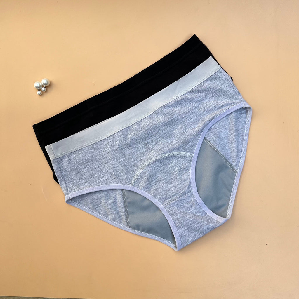 PACK OF 2 LOSHA SUPER SOFT COTTON MID-WAIST PERIOD PANTIES - ASSORTED