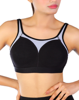 Losha Baumwoll-BH, doppellagig, mittlerer bis hoher Halt – Schwarz