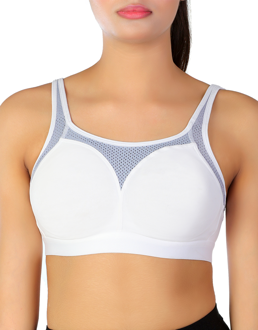 Losha Cotton Double Layer Medium to High Support Bra – White