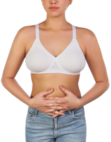 Wireless Super Support Cotton Bra with Lace Accented Cups – White