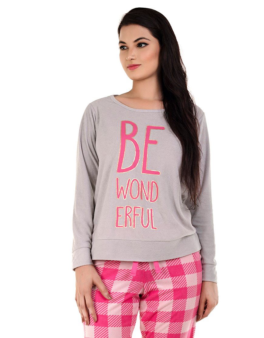 Be Wonderful Long Sleeve Shirt and Jogging Set – Carmine Rose