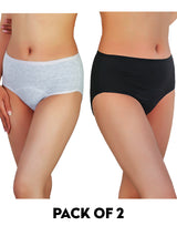PACK OF 2 LOSHA SUPER SOFT COTTON HIGH-WAIST PERIOD BRIEFS - ASSORTED