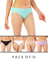 LOSHA PACK OF 5 SUPER SOFT COTTON STRETCH BIKINI BRIEFS - ASSORTED