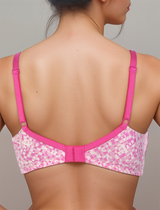 Doppellagiger Baumwoll-BH mit voller Abdeckung, ohne Bügel, mit Diamantgeometrie-Print – Pink