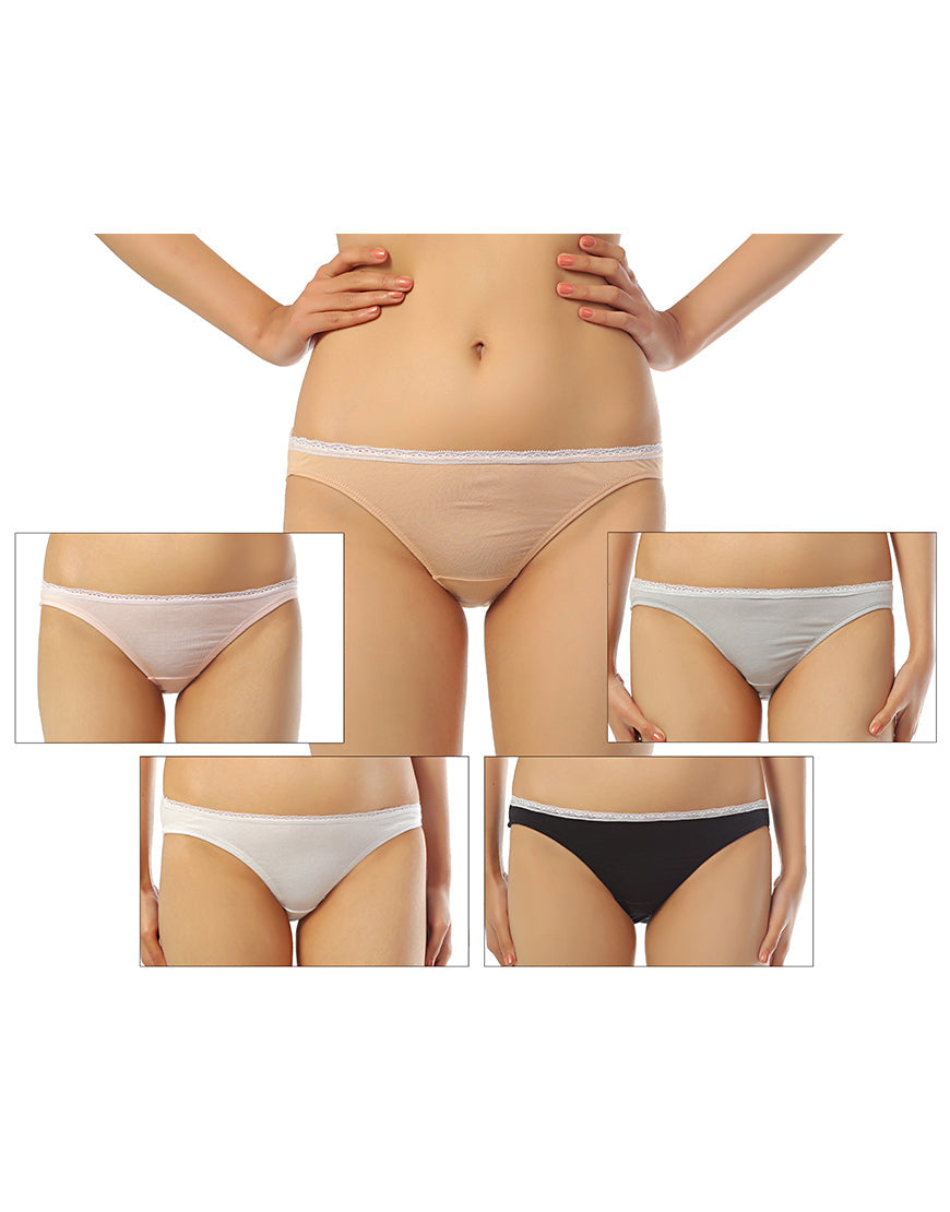 LOSHA PACK OF 5 COTTON BIKINI BRIEFS - HUGGED FIT