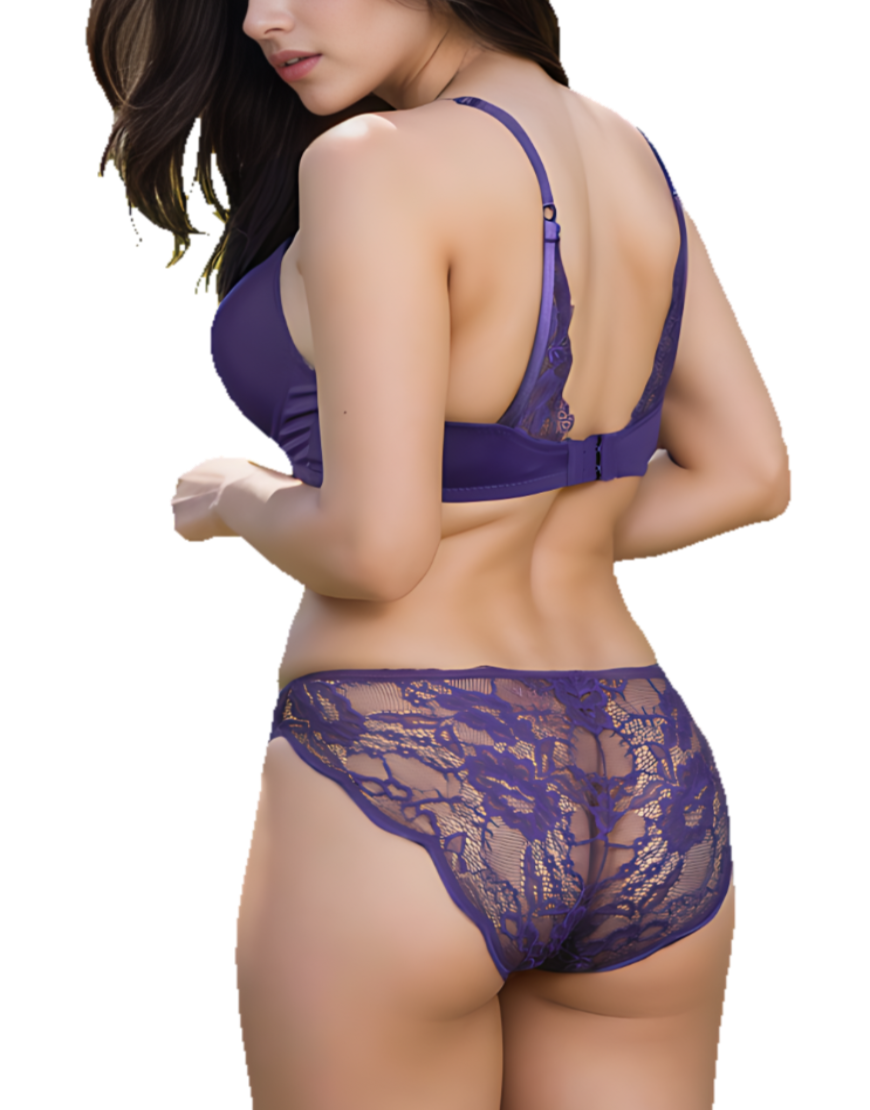 Butterfly Back Bra with Lace Panty SET – Parachute Purple