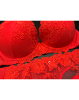 Leicht gepolsterter Bügel-BH mit passender Panty – Rot