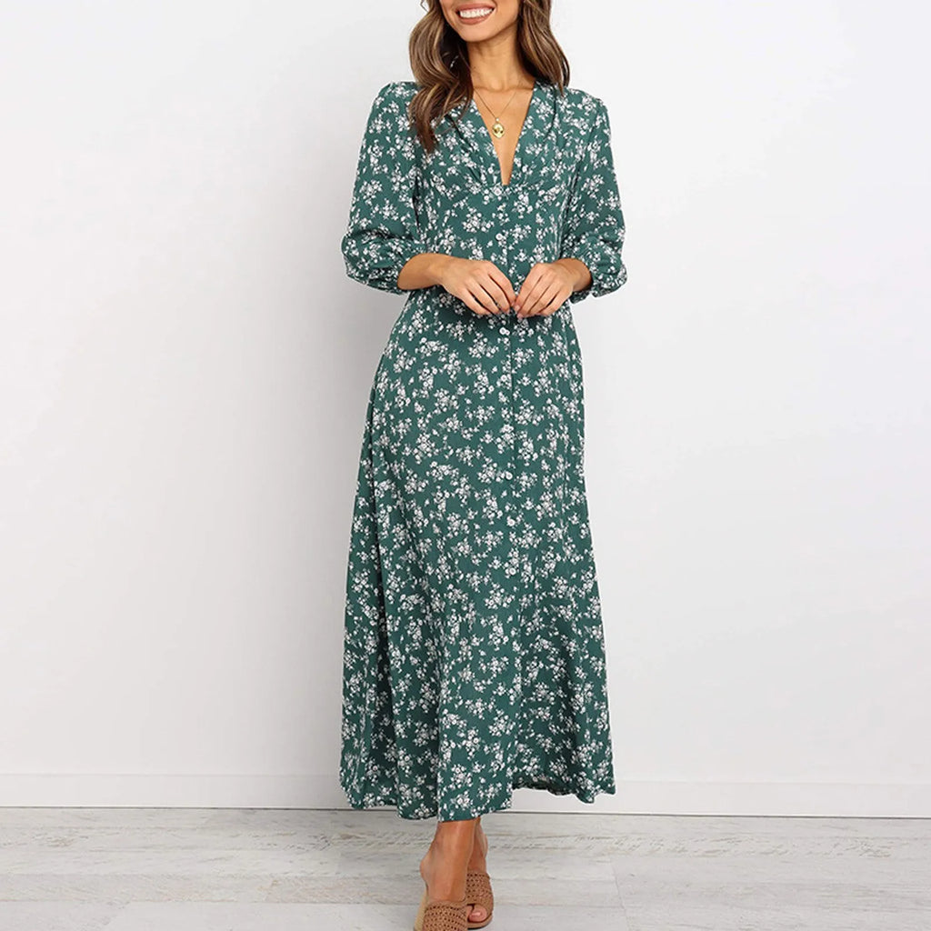 Marina™ | Floral button-front midi dress