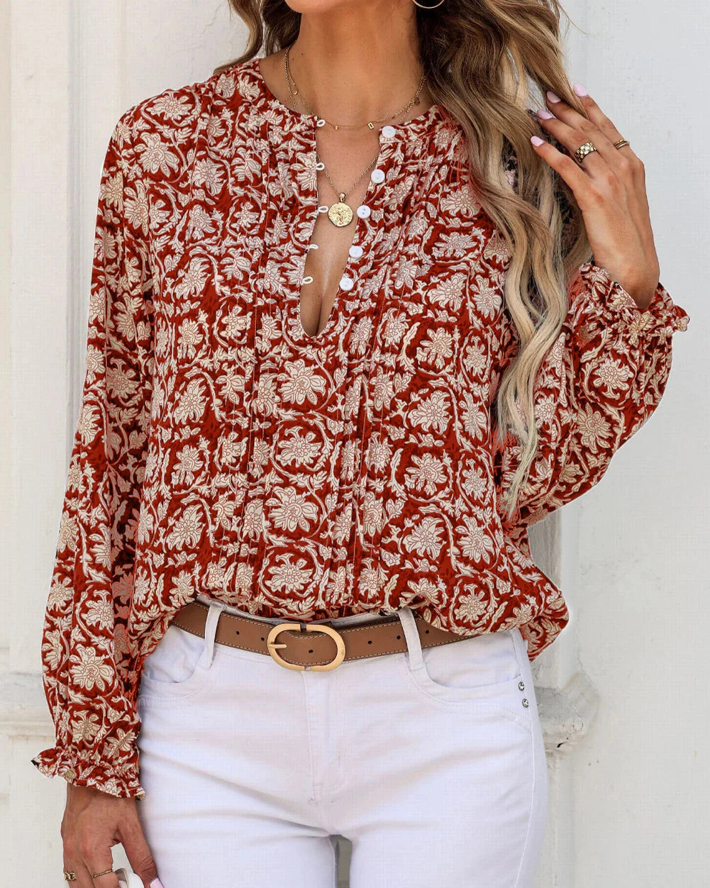Rue Ethnic Floral Bluse