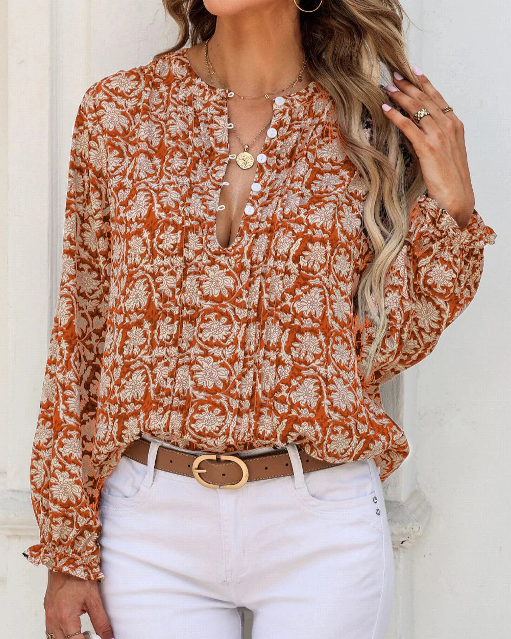 Rue Ethnic Floral Bluse