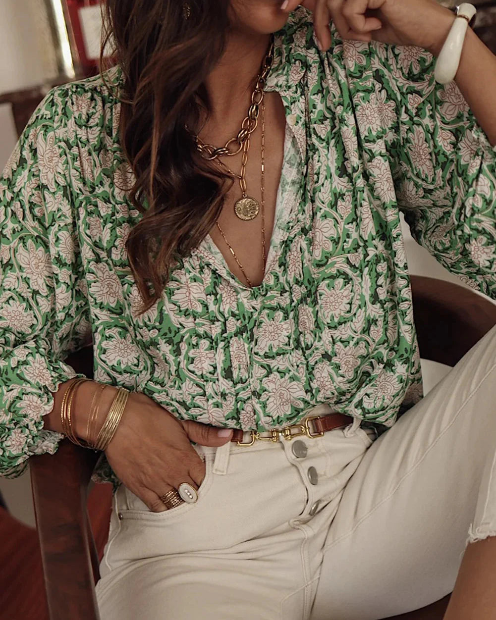 Rue Ethnic Floral Bluse