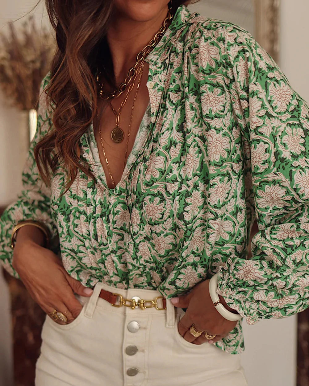 Rue Ethnic Floral Bluse