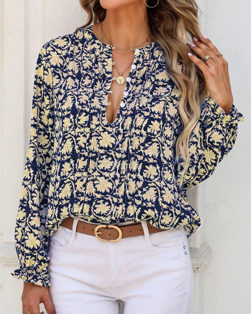 Rue Ethnic Floral Bluse
