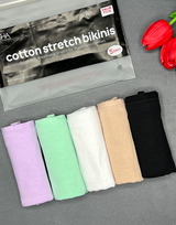 LOSHA PACK OF 5 SUPER SOFT COTTON STRETCH BIKINI BRIEFS - ASSORTED
