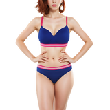 Lightly padded non-wire T-shirt bra with matching panty – Blue