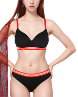 Lightly padded non-wire T-shirt bra with matching panty – Black