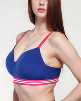 Leicht gepolsterter, bügelloser T-Shirt-BH mit gestreiftem Elastikbund – Blau