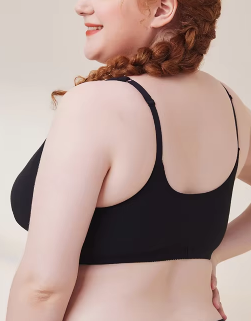 Cotton Front-Closure Post-Operative Bra with Pockets – Black