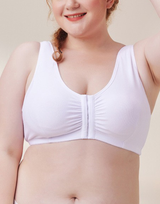 LOSHA Cotton Front Closure Post-Operative Bra with Pockets – White
