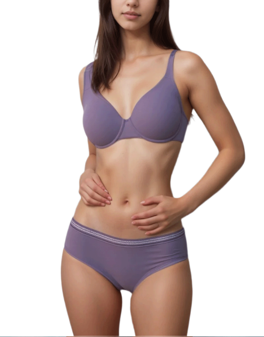 Losha Double Underwire Bra with Matching Panty – Violet Grey