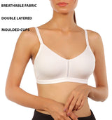 Double layer non-wired bra with high center panel – White 