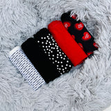 PACK OF 5 SUPER SOFT COTTON STRETCH PRINTED BIKINI BRIEFS - RED HEARTS