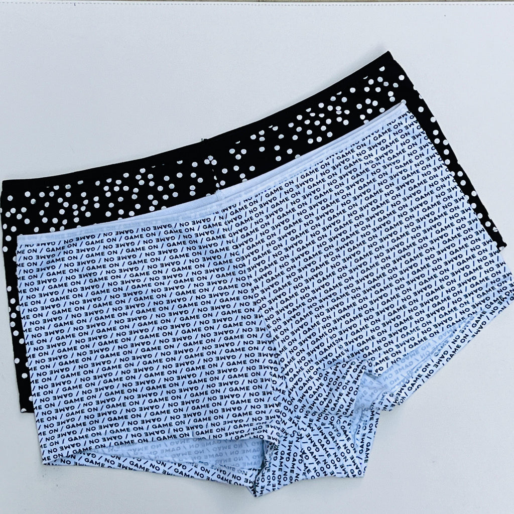 SUPER SOFT PACK OF 2 BOYSHORTS COTTON BRIEFS - DOTS + GAME ON
