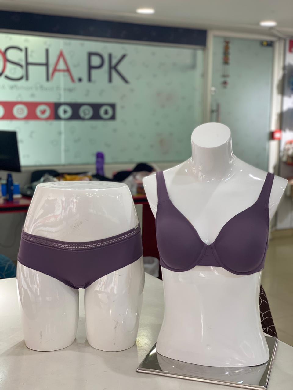 Losha Double Underwire Bra with Matching Panty – Violet Grey