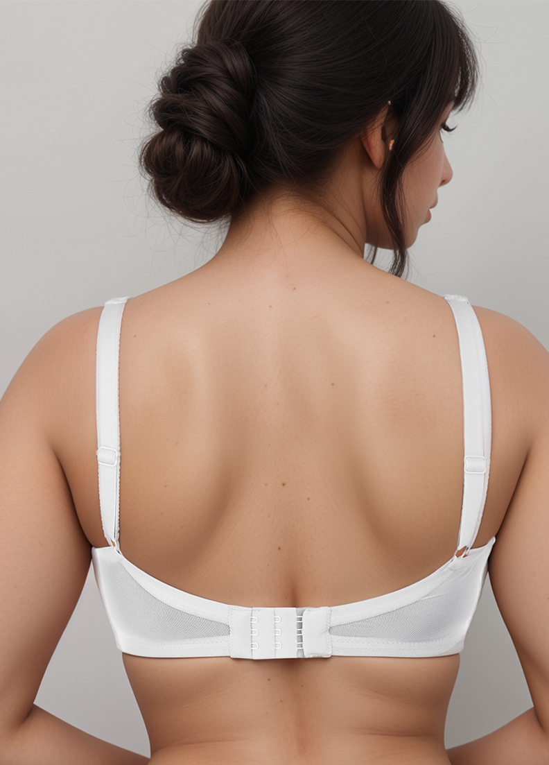Full Coverage Bra, Super Support, Cut &amp; Sew Cups, Minimizer – White