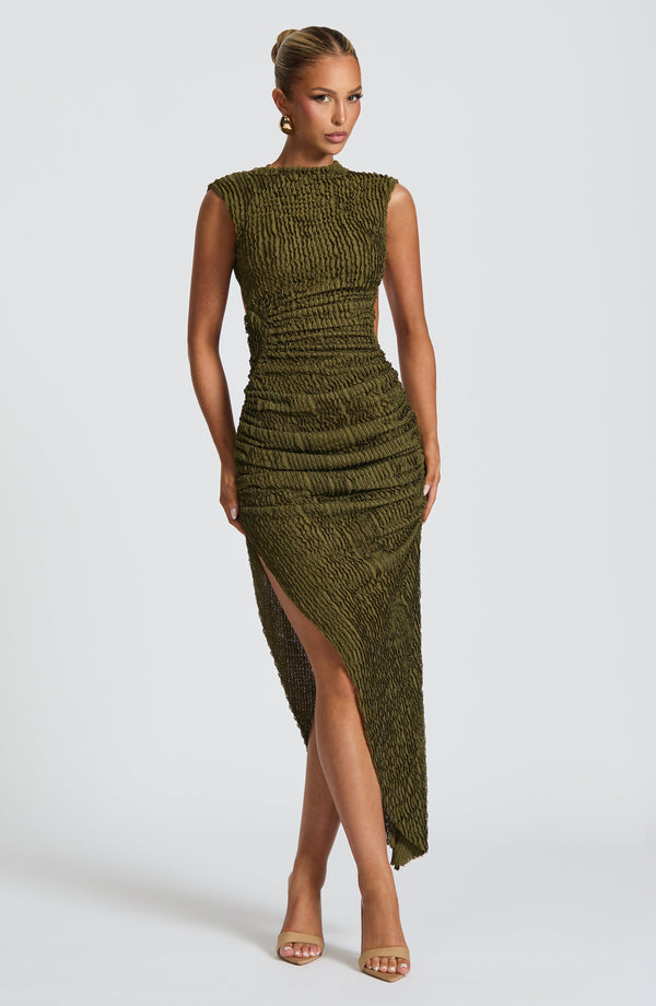 Soraya™ | Asymmetric structured midi dress