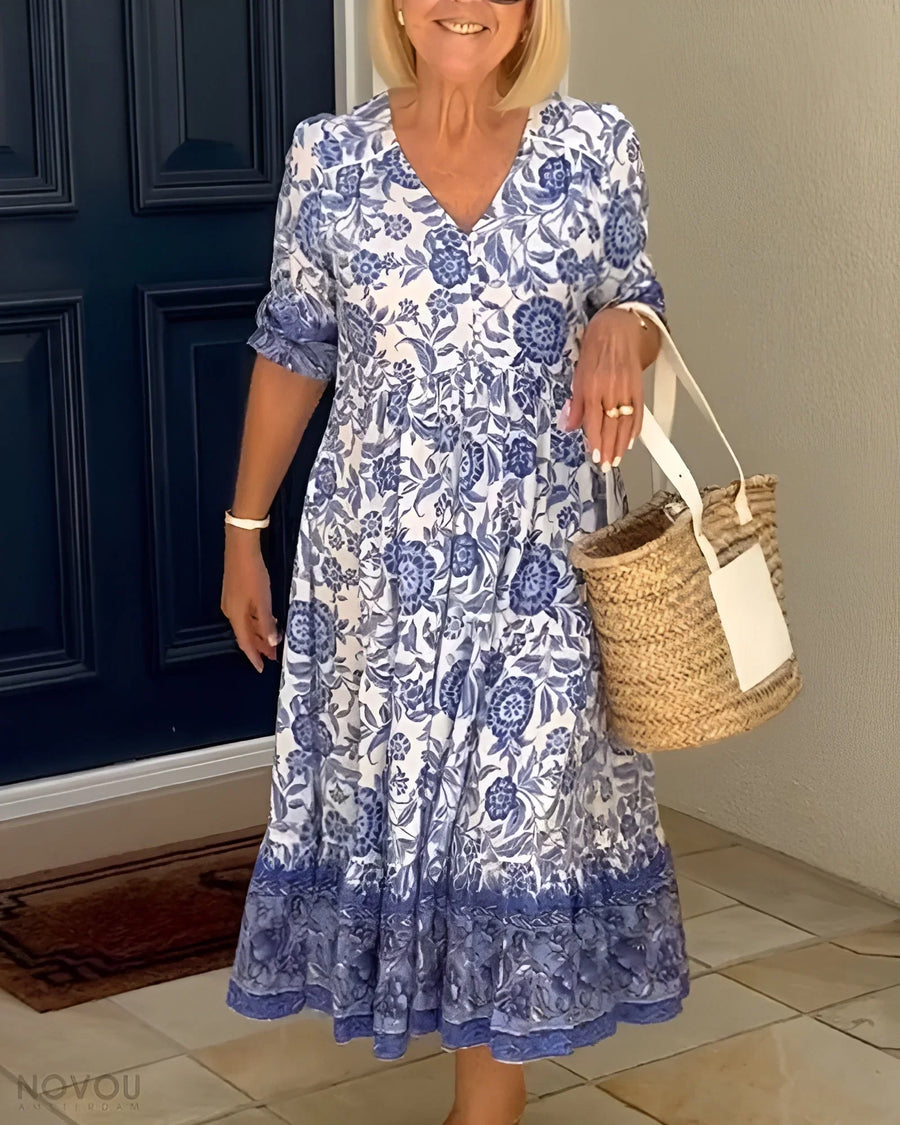 Aria | Elegant Floral Dress With V-Neck