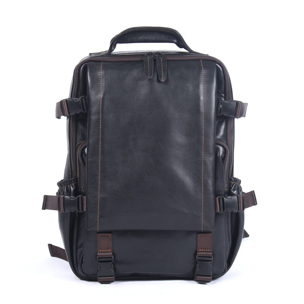 Lysander™ | Herren-Schwarzer-Leder-Rucksack