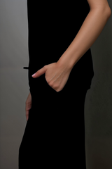 Zweiteiliges Capri-Pyjama-Set aus Baumwoll-Viscose – Jet Schwarz