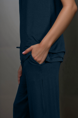 Two-piece cotton-viscose pajama set – Navy