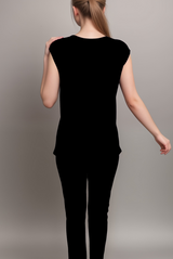 Zweiteiliges Capri-Pyjama-Set aus Baumwoll-Viscose – Jet Schwarz