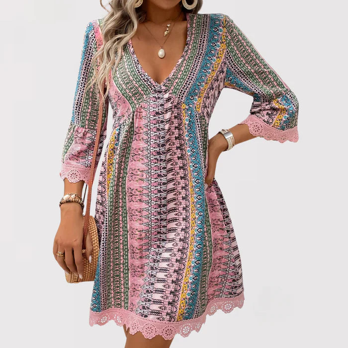 Lara | Stylish V-Neck Bohemian Dress