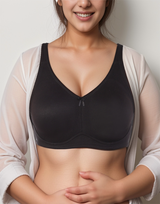 Full Coverage Bra, Super Support, Seamless Molded Cups, Minimizer – Black