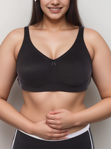 Full Coverage Bra, Super Support, Seamless Molded Cups, Minimizer – Black