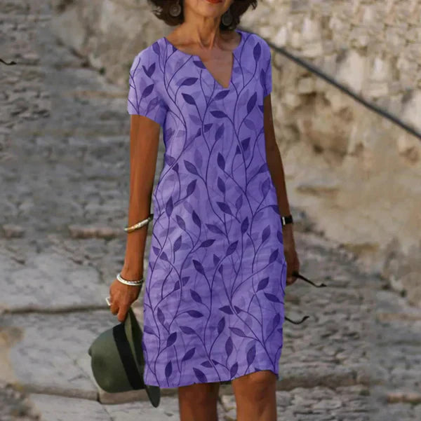 Liora™ | Soft Fit Patterned Midi Dress