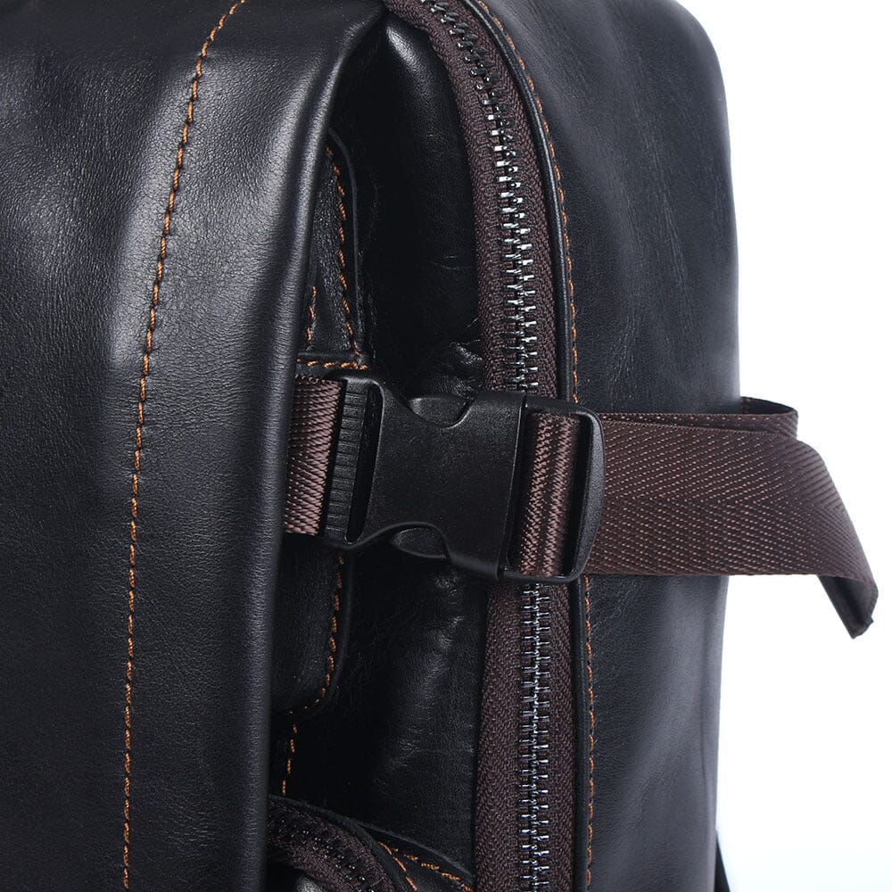 Lysander™ | Herren-Schwarzer-Leder-Rucksack