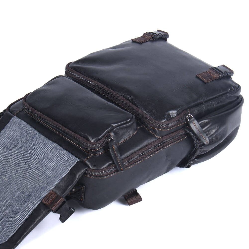 Lysander™ | Herren-Schwarzer-Leder-Rucksack