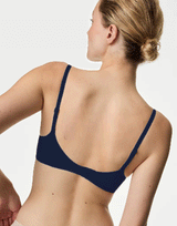 Losha Plunge Lightly Padded Underwire Cotton T-Shirt Bra – Navy Blue