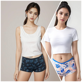 SUPER WEICHE PACK MIT 2 BOYSHORTS BAUMWOLL-SLIPS - GAME SCHWARZ + BLATT-MUSTER