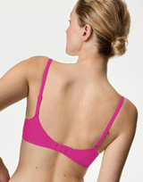 Losha Tiefausgeschnittener Leicht Gepolsterter Bügel-T-Shirt-BH aus Baumwolle – Barbie Pink