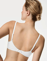 Losha Plunge Lightly Padded Underwire Cotton T-Shirt Bra – White